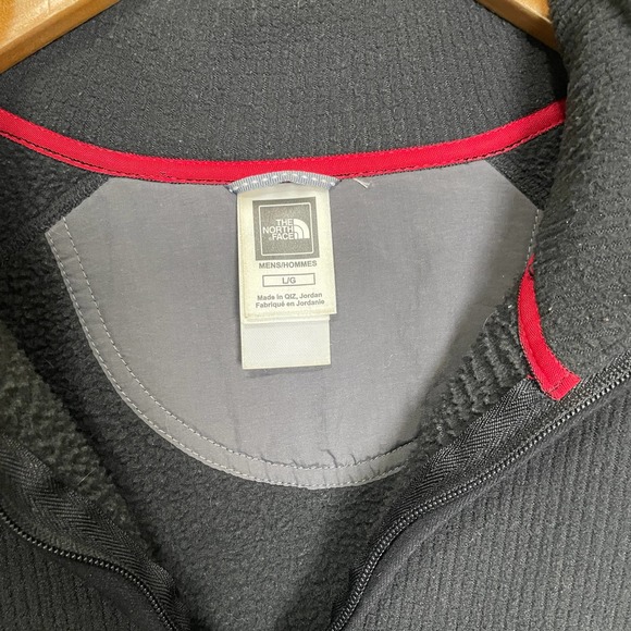 North Face Half Zip Long Sleeve Fleece Ribbed Black L - Picture 5 of 8